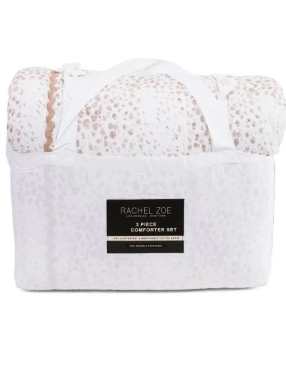 Rachel Zoe White and Tan Leopard Print Comforter Set